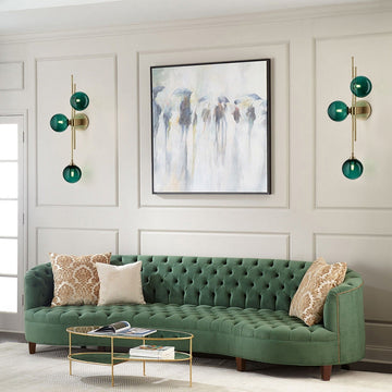 Modern Gold 3-Light Decorative Green Glass Indoor Globe Wall Sconce